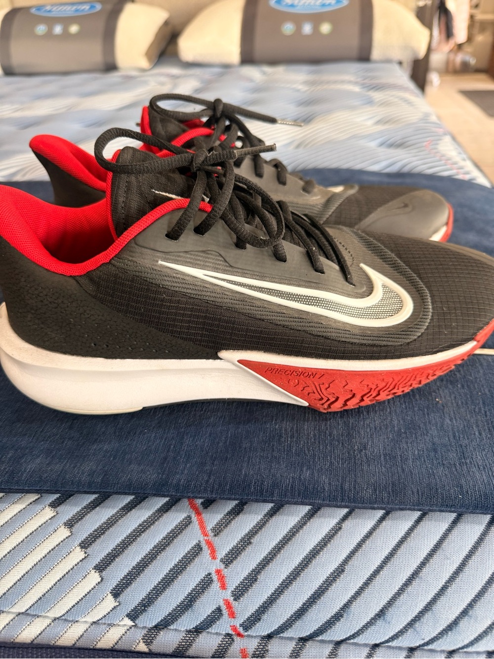 Nike Men’s Black and Red Training Sneakers with White Swoosh